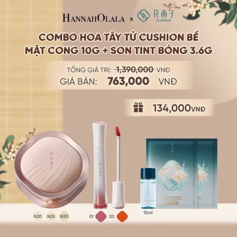  COMBO HOA TÂY TỬ CUSHION BỀ MẶT CONG 10G + SON TINT BÓNG 3.6G - A150 