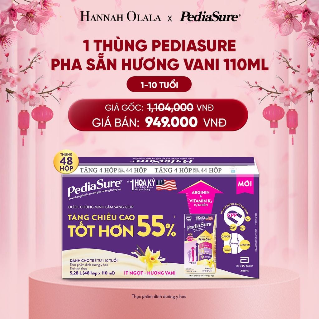 DEAL 4: 1 THÙNG PEDIASURE PHA SẴN HƯƠNG VANI 110ML 