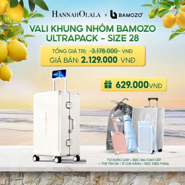  VALI BAMOZO KHUNG NHÔM ULTRAPACK CAO CẤP (TẶNG BỌC VALI CC TRONG SUỐT + THẺ TAG DA CHỐNG THẤT LẠC + TÚI ĐỰNG GIÀY) - DEAL 4 
