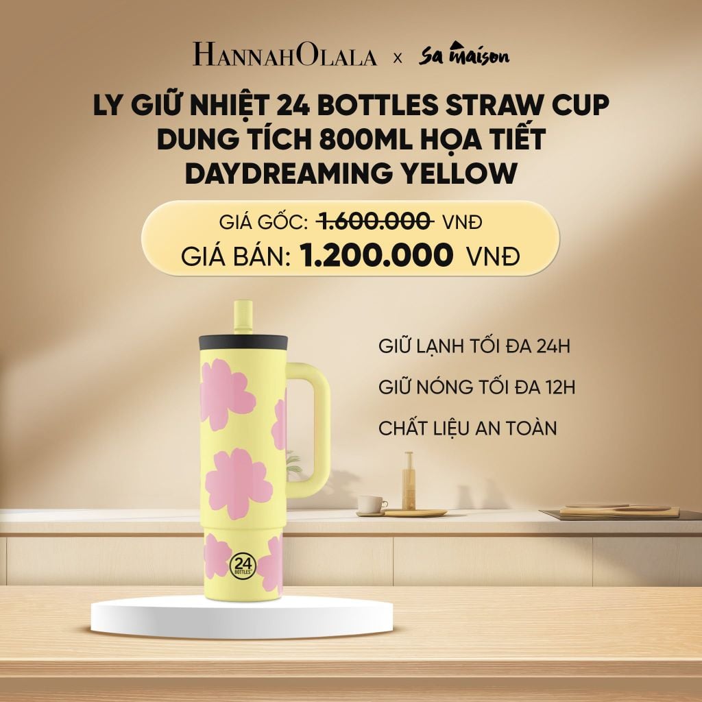  DEAL 2: LY GIỮ NHIỆT 24 BOTTLES STRAW CUP DUNG TÍCH 800ML HỌA TIẾT 