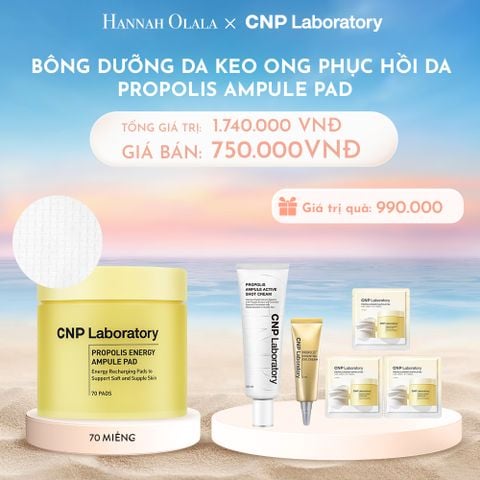  C28_DEAL 4: SET BÔNG DƯỠNG DA KEO ONG PHỤC HỒI DA CNP PROPOLIS AMPULE PAD 70 + 30 MIẾNG 