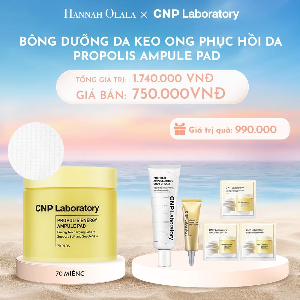  C28_DEAL 4: SET BÔNG DƯỠNG DA KEO ONG PHỤC HỒI DA CNP PROPOLIS AMPULE PAD 70 + 30 MIẾNG 