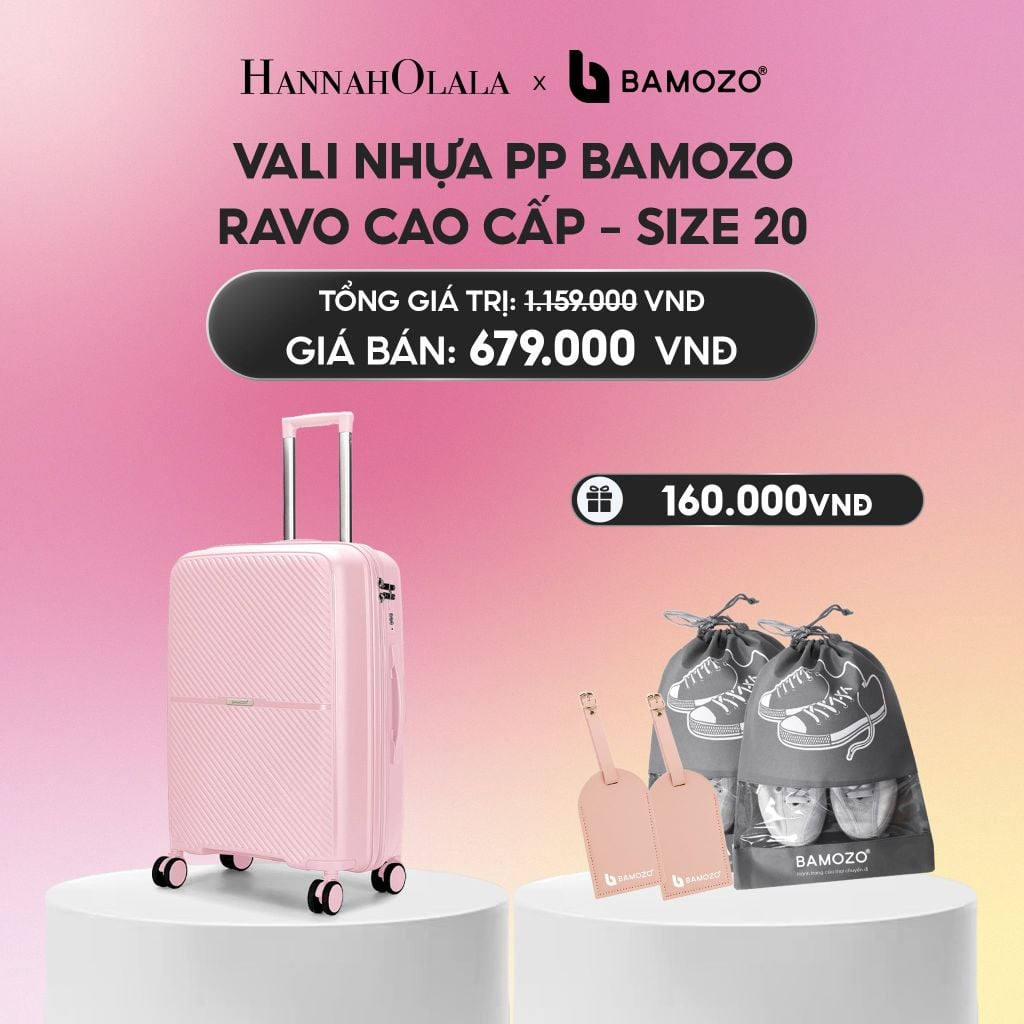  VALI BAMOZO RAVO NHỰA PP CAO CẤP CHỐNG VỠ (TẶNG 2 THẺ TAG DA CHỐNG THẤT LẠC, 2 TÚI ĐỰNG GIÀY XÁM)_A2240 