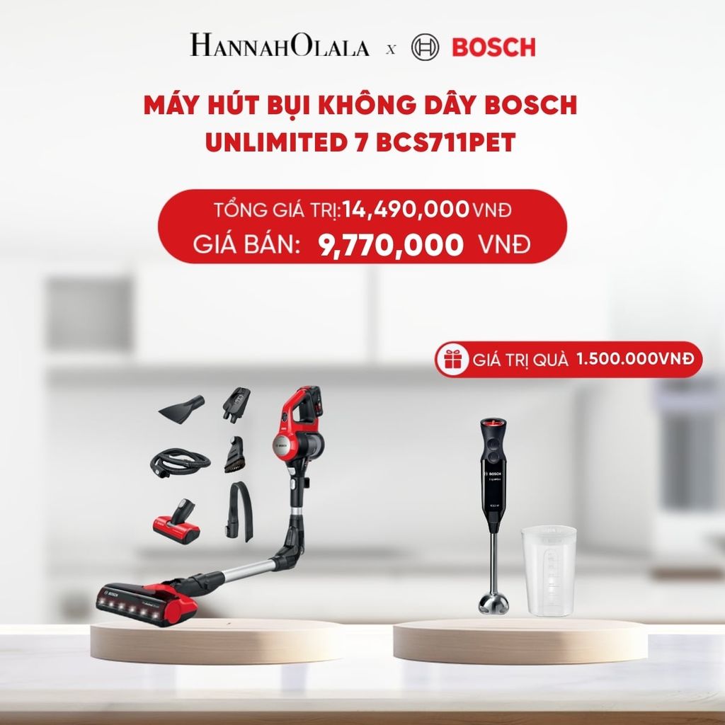  DEAL 4: MÁY HÚT BỤI KHÔNG DÂY BOSCH UNLIMITED 7 BCS711PET 