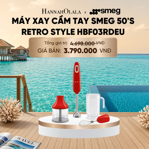  MÁY XAY CẦM TAY MÀU ĐỎ HIỆU SMEG, MODEL HBF03RDEU_ D1376 