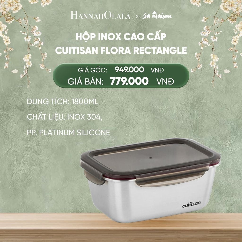  DEAL 16: HỘP INOX CAO CẤP CUITISAN FLORA RECTANGLE 