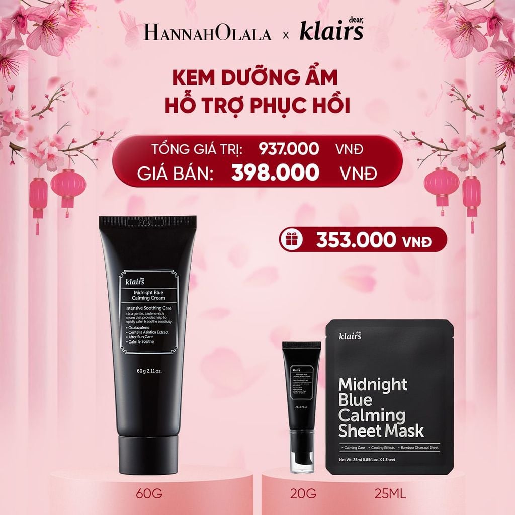  DEAL 4 : DEAR, KLAIRS KEM DƯỠNG MIDNIGHT BLUE CALMING CREAM 60ML 