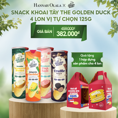  E140_DEAL 1: SNACK KHOAI TÂY THE GOLDEN DUCK SINGAPORE 4 LON, 4 VỊ TỰ CHỌN 