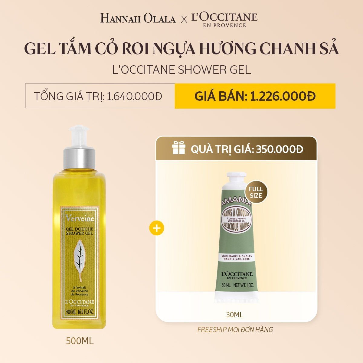  DEAL 4B: GEL TẮM CỎ ROI NGỰA HƯƠNG CHANH SẢ L'OCCITANE SHOWER GEL 500ML 