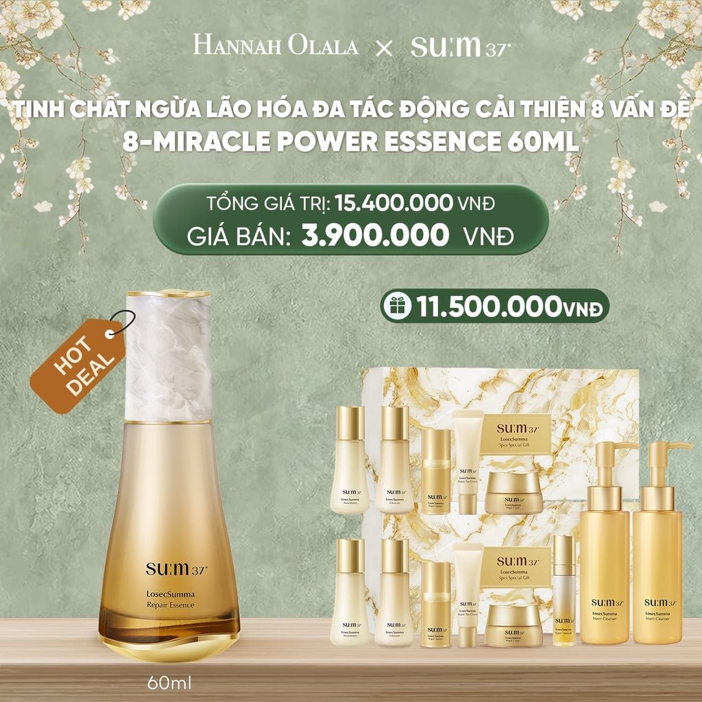  DEAL29: HOT DEAL - TINH CHẤT NGỪA LÃO HÓA ĐA TÁC ĐỘNG CẢI THIỆN 8 VẤN ĐỀ SU:M37 8-MIRACLE POWER ESSENCE 60ML 