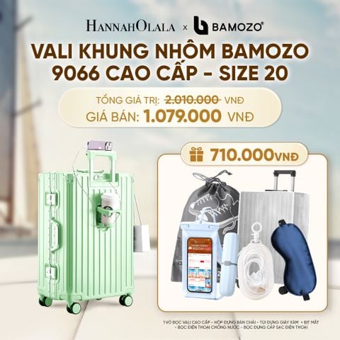  VALI BAMOZO KHUNG NHÔM 9066 BẢN CAO CẤP (TẶNG BỌC VALI CC TRONG SUỐT + HỘP ĐỰNG BÀN CHẢI + TÚI ĐỰNG GIÀY XÁM + TÚI ĐỰNG ĐT CHỐNG NƯỚC + TÚI ĐỰNG CÁP SẠC) - A1592 