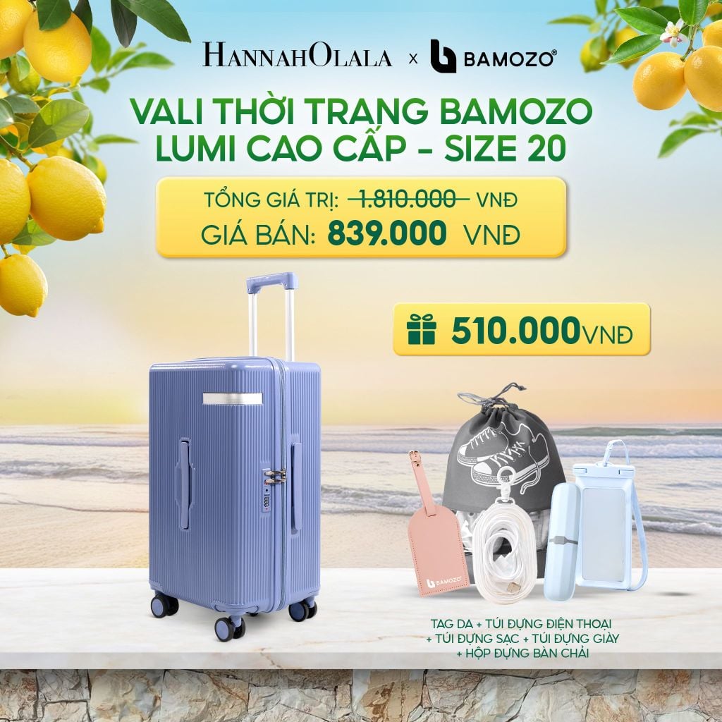  VALI BAMOZO LUMISPACE CAO CẤP (TẶNG TAG VALI DA, TÚI ĐỰNG ĐT CHỐNG NƯỚC, TÚI ĐỰNG CÁP SẠC) - DEAL 1 
