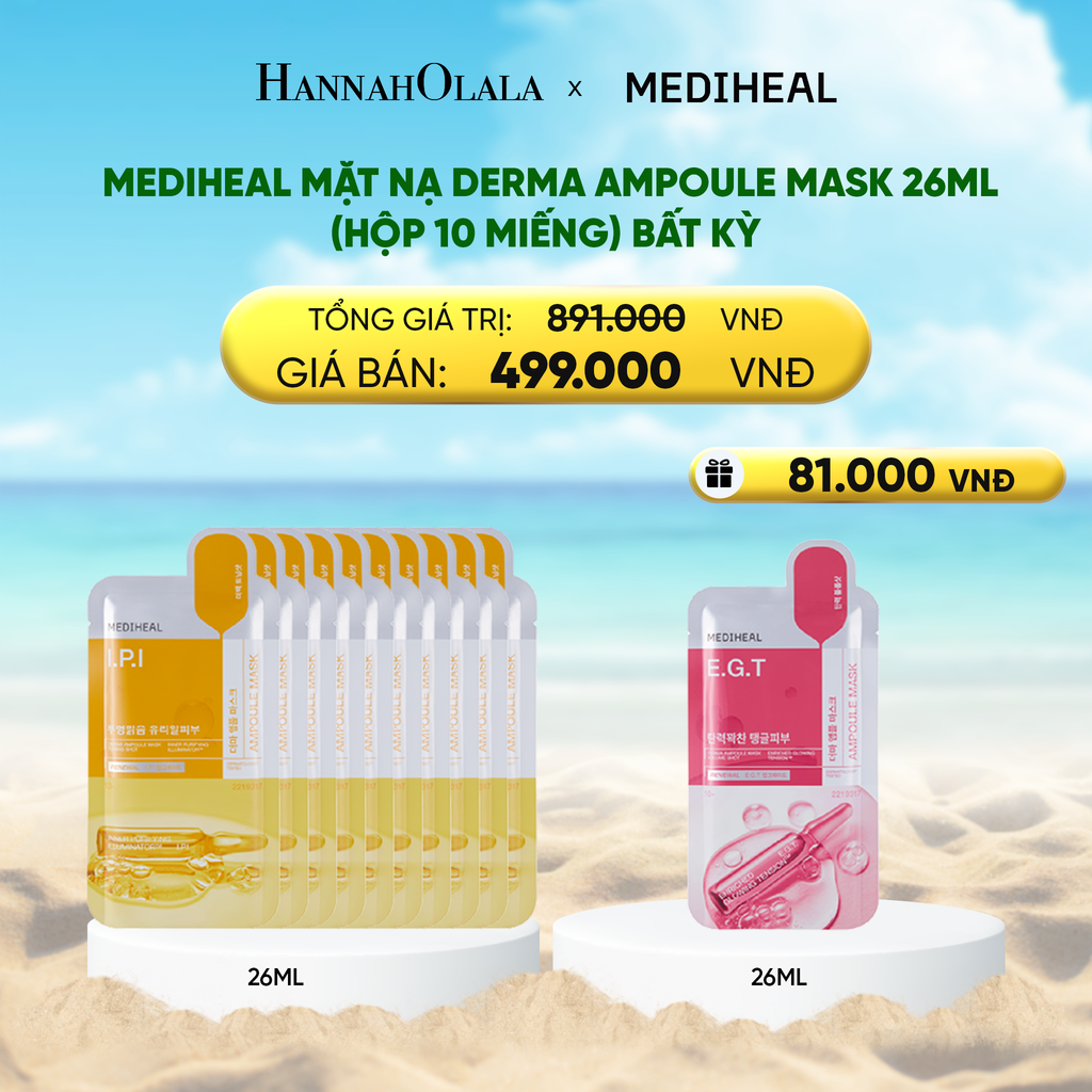  MEDIHEAL MẶT NẠ DERMA AMPOULE MASK 26ML (HỘP 10 MIẾNG) BẤT KỲ 