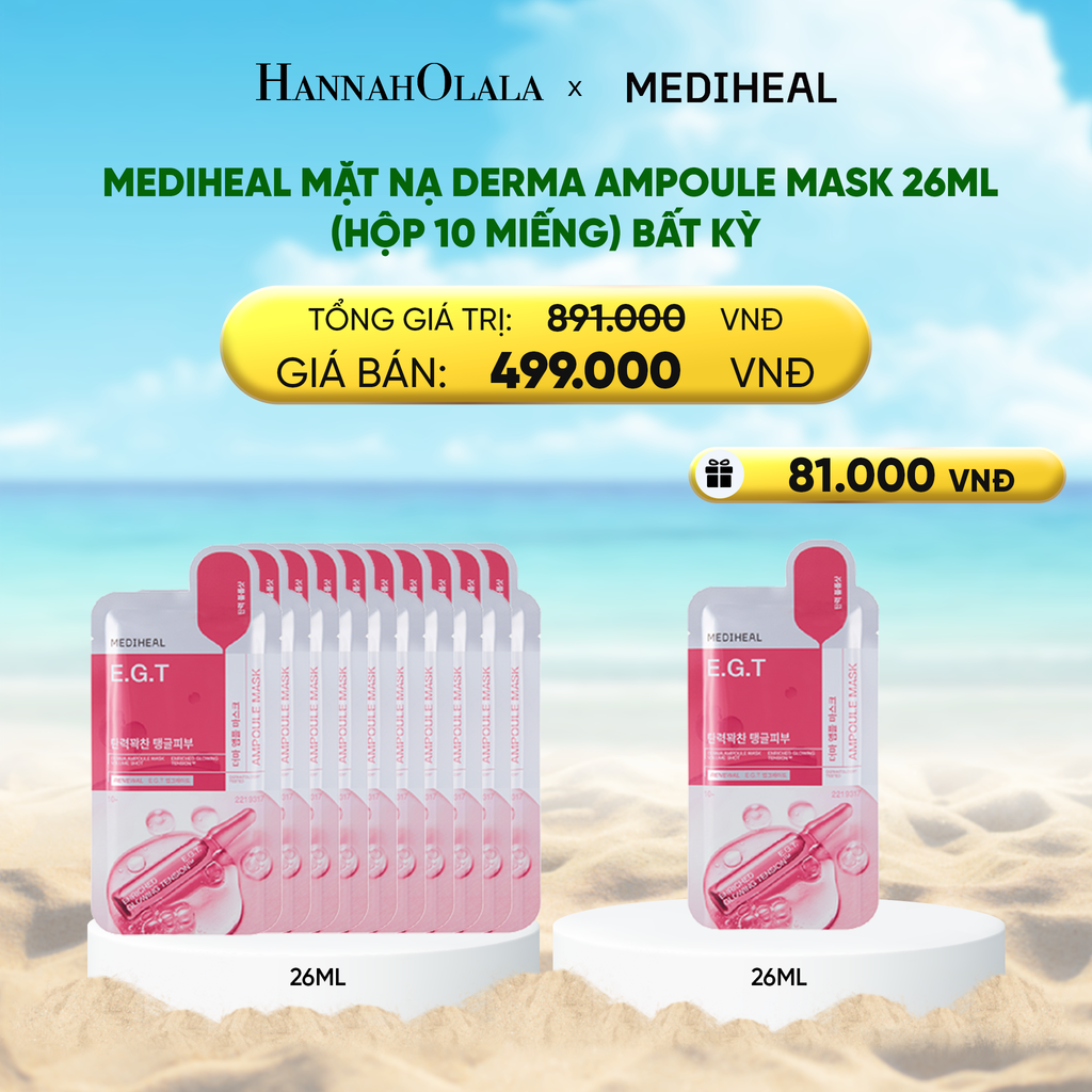  MEDIHEAL MẶT NẠ DERMA AMPOULE MASK 26ML (HỘP 10 MIẾNG) BẤT KỲ 