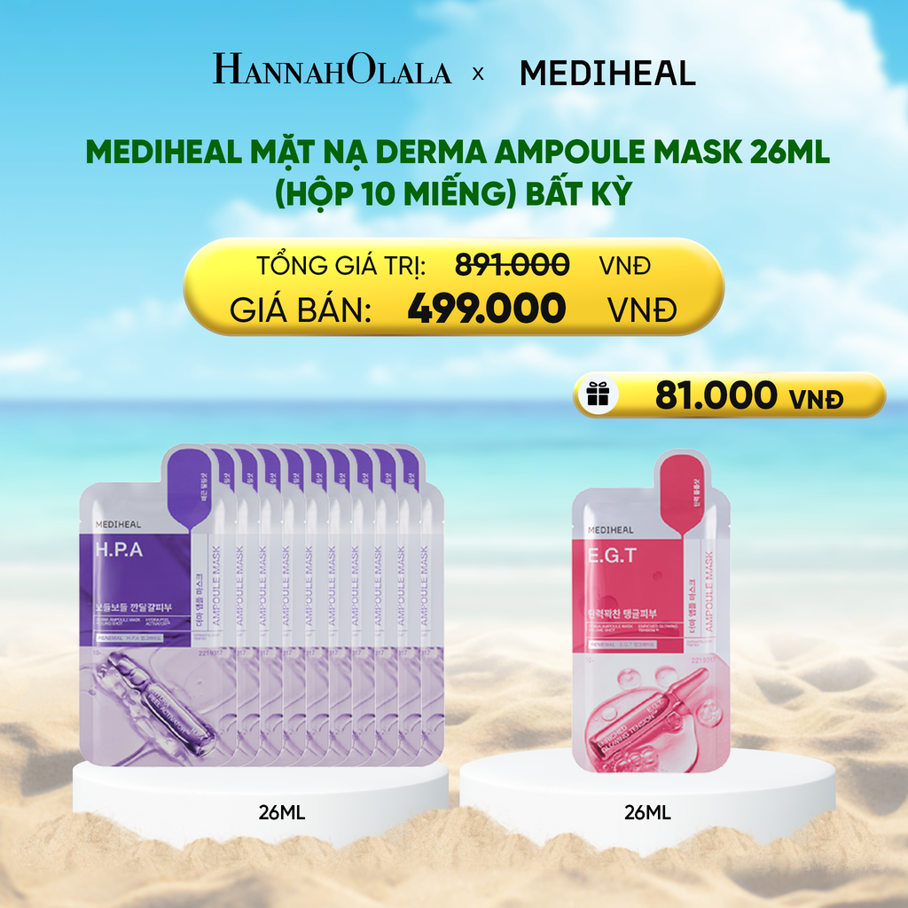  MEDIHEAL MẶT NẠ DERMA AMPOULE MASK 26ML (HỘP 10 MIẾNG) BẤT KỲ 