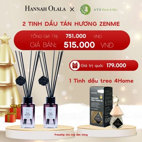  DEAL 5: MUA 2 TINH DẦU TÁN HƯƠNG ZENME LOẠI 286.000Đ GIẢM 10% CÒN 515.000Đ 
TẶNG 1 TINH DẦU TREO 4HOME 10ML TRỊ GIÁ 179.000Đ
(CHỌN THÊM MÙI NOTE TRONG GHI CHÚ) 