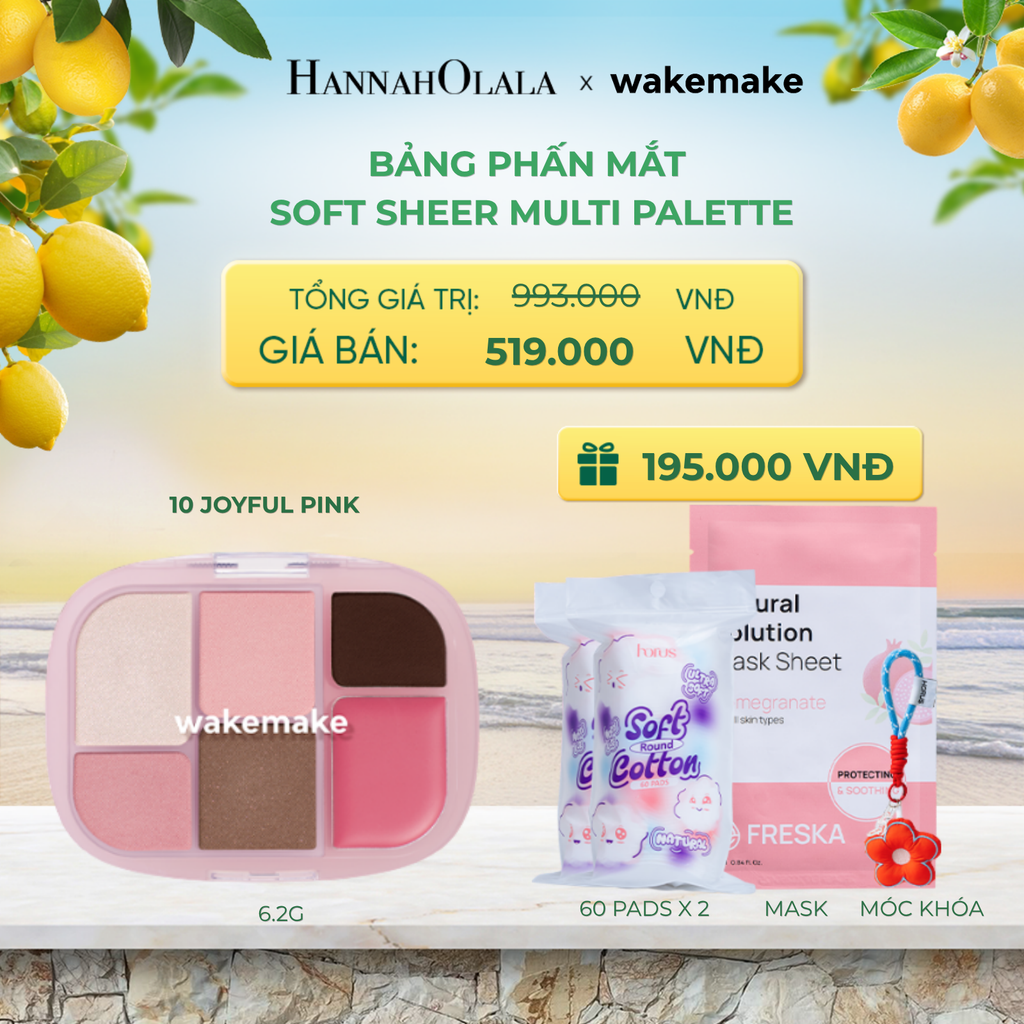  WAKEMAKE BẢNG PHẤN MẮT SOFT SHEER MULTI PALETTE 6.2G - A448 