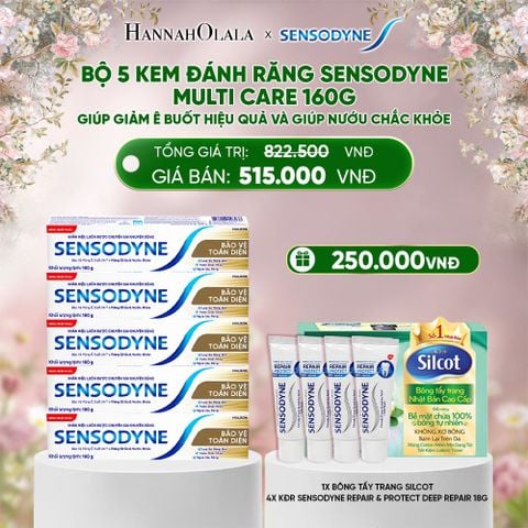  E470_DEAL 10: BỘ 5 KEM ĐÁNH RĂNG SENSODYNE MULTI CARE 160G GIÚP GIẢM Ê BUỐT HIỆU QUẢ VÀ GIÚP NƯỚU CHẮC KHỎE 