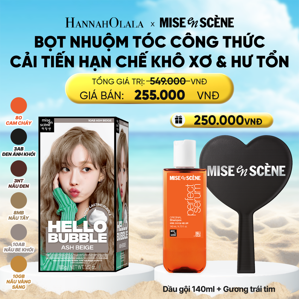 A1922_deal 5: nhuộm tóc tại nhà mise en scène hello bubble 100g dạng bọt kem, công thức cải tiến hạn chế khô xơ và hư tổn