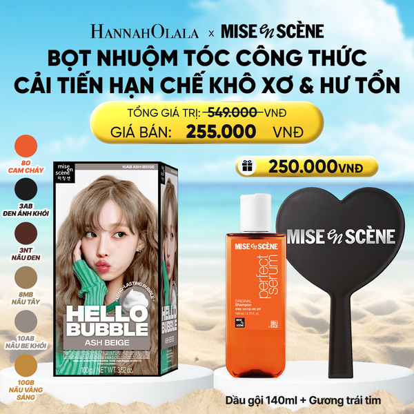  A1922_DEAL 5: NHUỘM TÓC TẠI NHÀ MISE EN SCÈNE HELLO BUBBLE 100G DẠNG BỌT KEM, CÔNG THỨC CẢI TIẾN MỚI HẠN CHẾ KHÔ XƠ VÀ HƯ TỔN 
