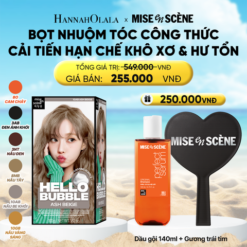  A1922_DEAL 5: NHUỘM TÓC TẠI NHÀ MISE EN SCÈNE HELLO BUBBLE 100G DẠNG BỌT KEM, CÔNG THỨC CẢI TIẾN MỚI HẠN CHẾ KHÔ XƠ VÀ HƯ TỔN 