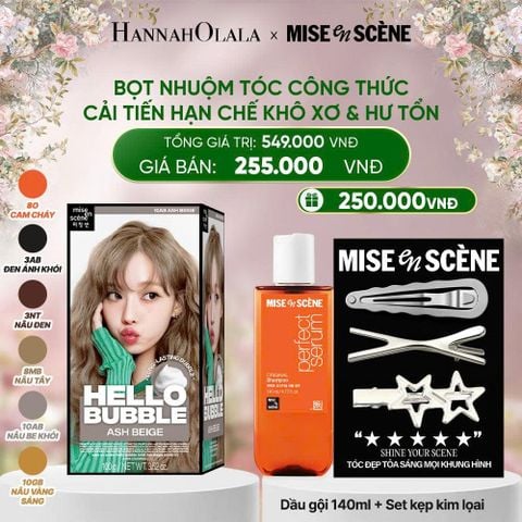  DEAL 4: NHUỘM TÓC TẠI NHÀ MISE EN SCÈNE HELLO BUBBLE 100G DẠNG BỌT KEM, CÔNG THỨC CẢI TIẾN MỚI HẠN CHẾ KHÔ XƠ VÀ HƯ TỔN 
