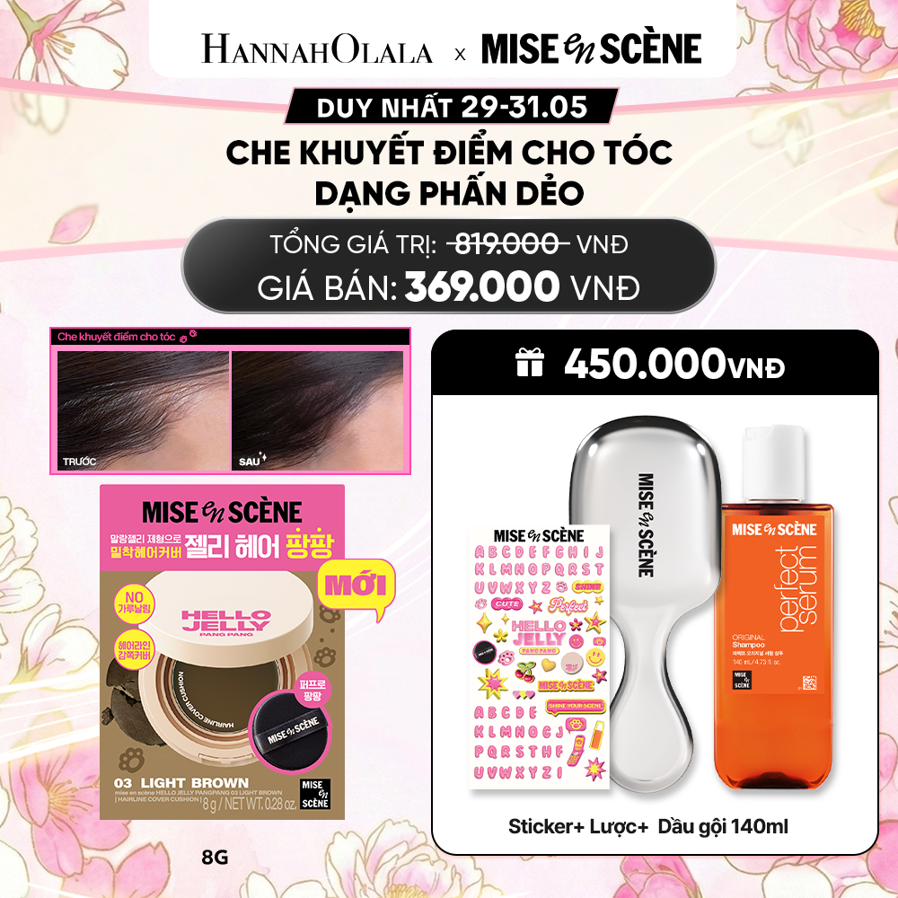 MỚI - PHẤN DẺO CHE KHUYẾT ĐIỂM CHO TÓC MISE EN SCÈNE HELLO JELLY PANGPANG CHE PHỦ PHẦN CHÂN TÓC THƯA, TÓC BỊ HÓI 8G 