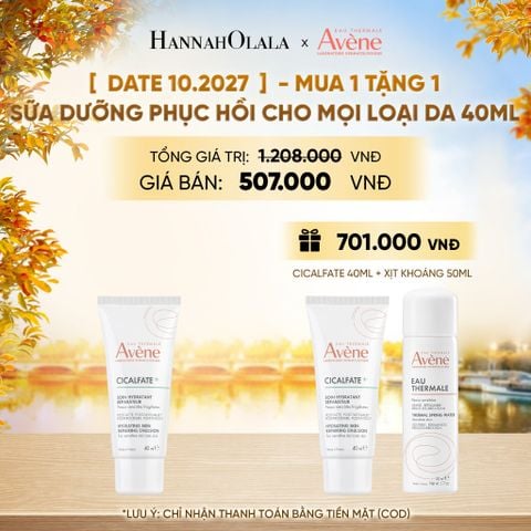  DATE 10.2027 SỮA DƯỠNG PHỤC HỒI CHO MỌI LOẠI DA AVÈNE CICALFATE+ HYDRATING SKIN REPAIRING EMULSION 40ML - E887 