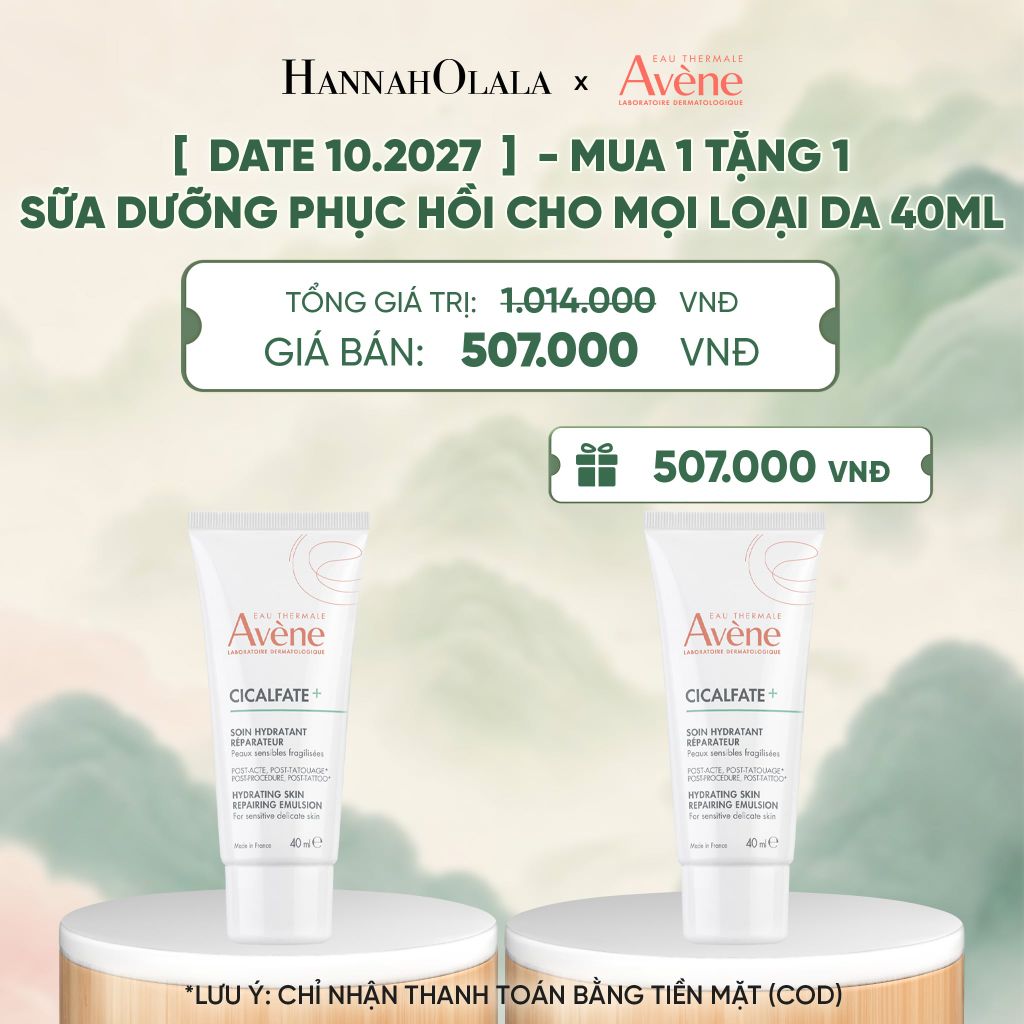  DATE 10.2027 SỮA DƯỠNG PHỤC HỒI CHO MỌI LOẠI DA AVÈNE CICALFATE+ HYDRATING SKIN REPAIRING EMULSION 40ML - A64 