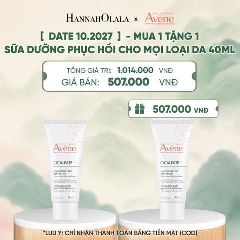  DATE 10.2027 SỮA DƯỠNG PHỤC HỒI CHO MỌI LOẠI DA AVÈNE CICALFATE+ HYDRATING SKIN REPAIRING EMULSION 40ML 