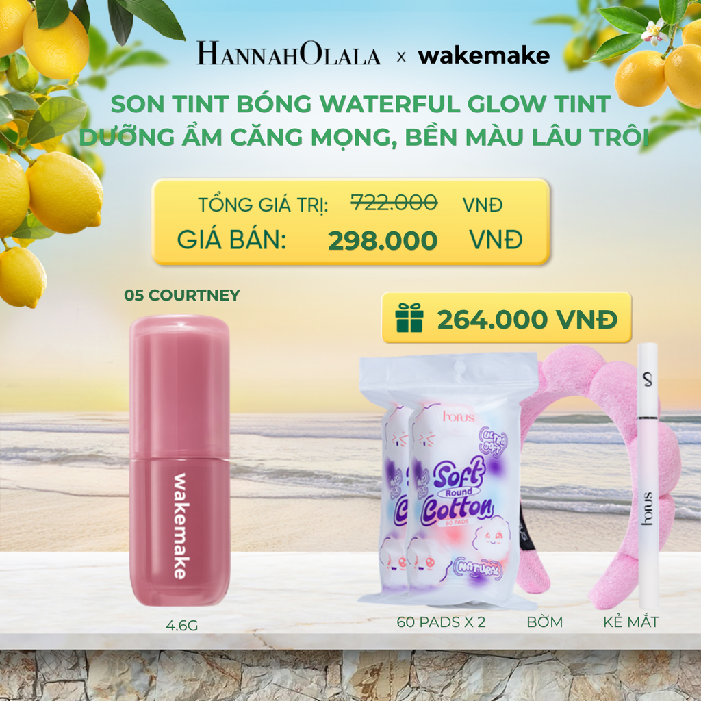  SON TINT BÓNG WAKEMAKE WATERFUL GLOW TINT DƯỠNG ẨM CĂNG MỌNG, BỀN MÀU LÂU TRÔI - A440 