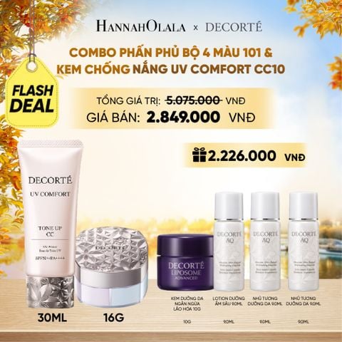  [FLASH DEAL] COMBO PHẤN PHỦ 4 MÀU 101 & KEM CHỐNG NẮNG DECORTÉ UV COMFORT (BẢN MỚI) - E1098 
