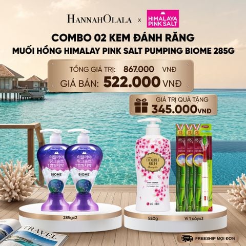  COMBO 02 KEM ĐÁNH RĂNG DẠNG VÒI HIMALAY PINK SALT PUMPING BRIGHT 285G _ DEAL 25_ D1694 