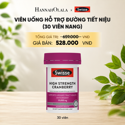  VIÊN UỐNG HỖ TRỢ ĐƯỜNG TIẾT NIỆU SWISSE ULTIBOOST HIGH STRENGTH CRANBERRY (30 VIÊN NANG) _ DEAL 15 