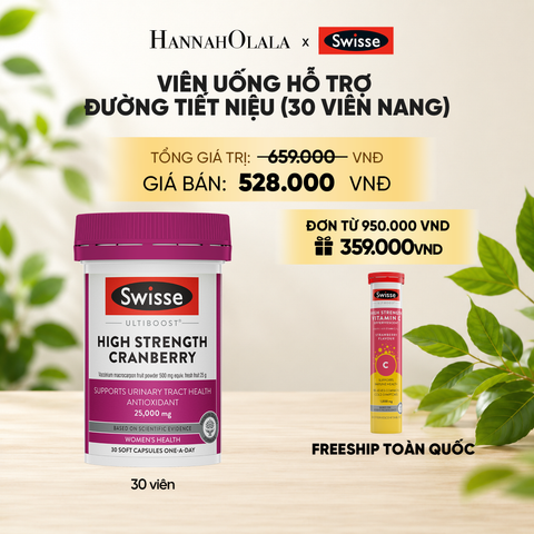  VIÊN UỐNG HỖ TRỢ ĐƯỜNG TIẾT NIỆU SWISSE ULTIBOOST HIGH STRENGTH CRANBERRY (30 VIÊN NANG) _ DEAL 15 