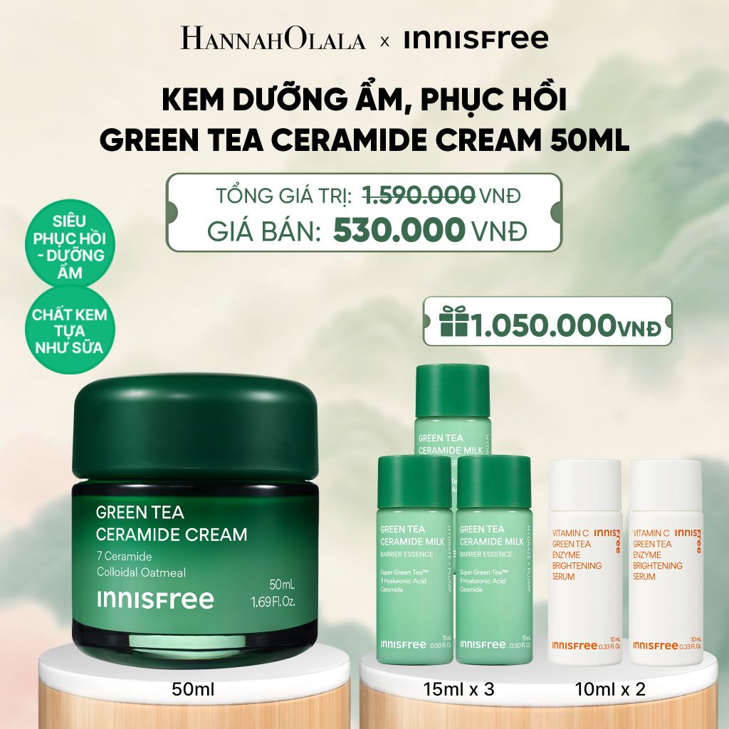 KEM DƯỠNG CẤP ẨM PHỤC HỒI INNISFREE GREEN TEA CERAMIDE CREAM 50ML - A1625 