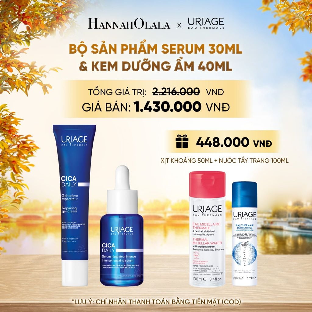  BỘ SẢN PHẨM SERUM & KEM DƯỠNG ẨM URIAGE CICA DAILY GIÚP LÀM DỊU, LÀM LÀNH VÀ PHỤC HỒI DA TỔN THƯƠNG HÀNG NGÀY - E674 