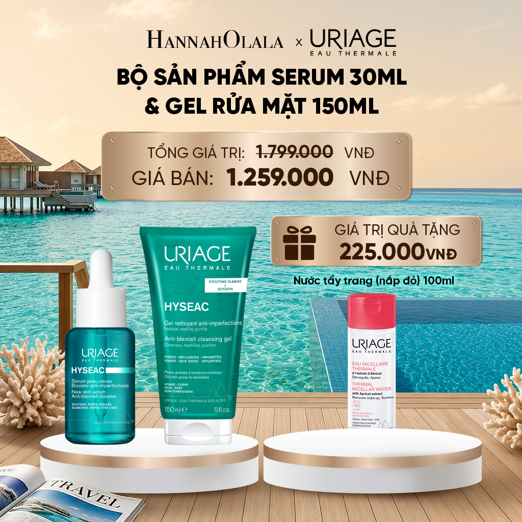  BỘ SẢN PHẨM SERUM 30ML & GEL RỬA MẶT URIAGE HYSEAC 150ML KHÁNG KHUẨN, GIẢM MỤN CHO DA DẦU_ D1763 