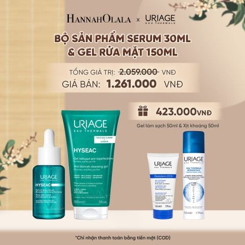  BỘ SẢN PHẨM SERUM 30ML & GEL RỬA MẶT URIAGE HYSEAC 150ML KHÁNG KHUẨN, GIẢM MỤN CHO DA DẦU - A2251 