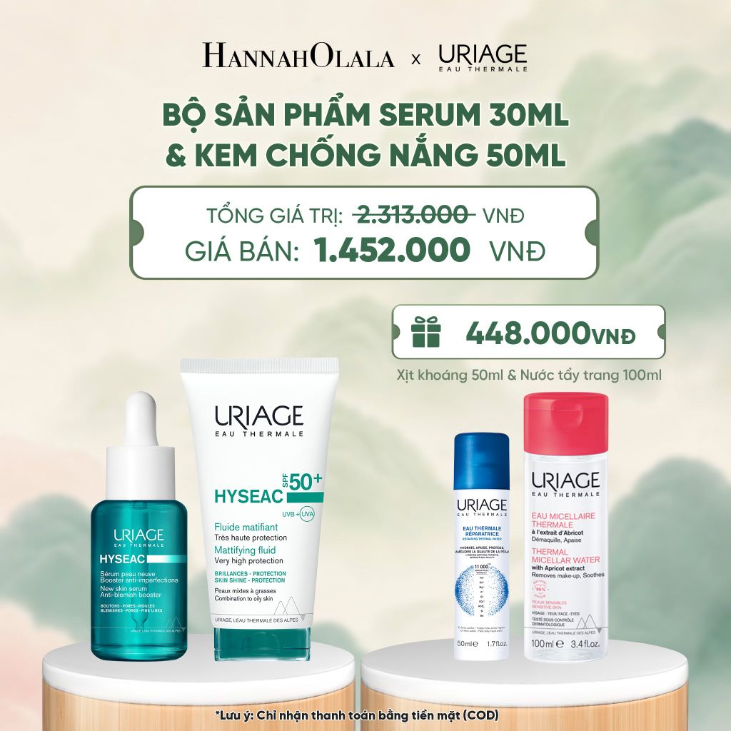  BỘ SẢN PHẨM SERUM 30ML & KEM CHỐNG NẮNG 50ML URIAGE HYSEAC CHO DA DẦU MỤN - A118 