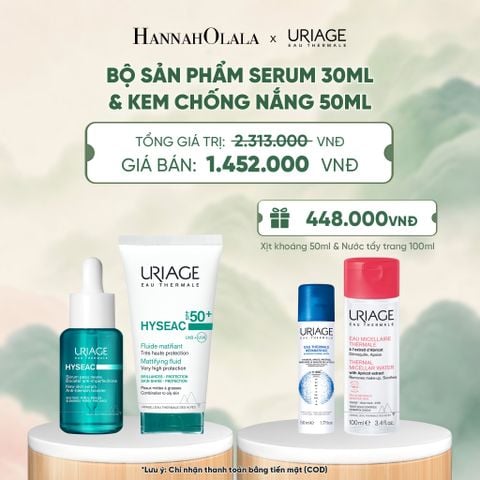  BỘ SẢN PHẨM SERUM 30ML & KEM CHỐNG NẮNG 50ML URIAGE HYSEAC CHO DA DẦU MỤN 