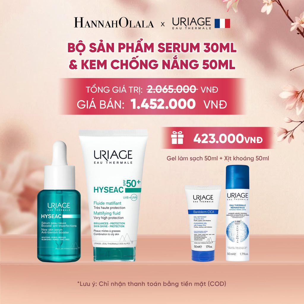  BỘ SẢN PHẨM SERUM 30ML & KEM CHỐNG NẮNG 50ML URIAGE HYSEAC CHO DA DẦU MỤN 