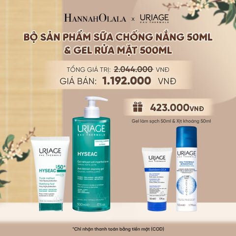  BỘ SẢN PHẨM SỮA CHỐNG NẮNG 50ML & GEL RỬA MẶT 500ML URIAGE HYSEAC CHO DA DẦU MỤN - A2242 