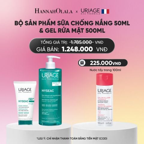  BỘ SẢN PHẨM SỮA CHỐNG NẮNG 50ML & GEL RỬA MẶT 500ML URIAGE HYSEAC CHO DA DẦU MỤN_A276 