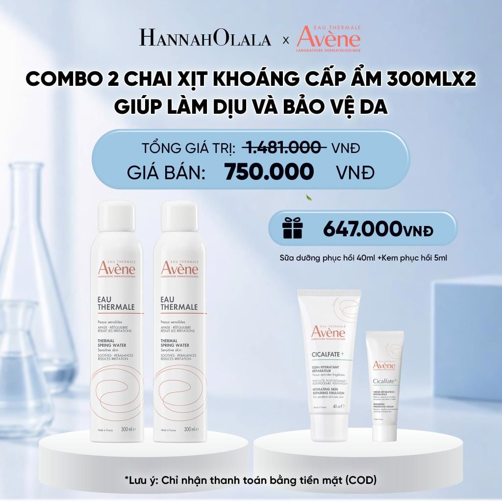  COMBO 2 CHAI XỊT KHOÁNG CẤP ẨM EAU THERMALE AVÈNE EAU THERMALE 300ML GIÚP LÀM DỊU VÀ BẢO VỆ DA 
