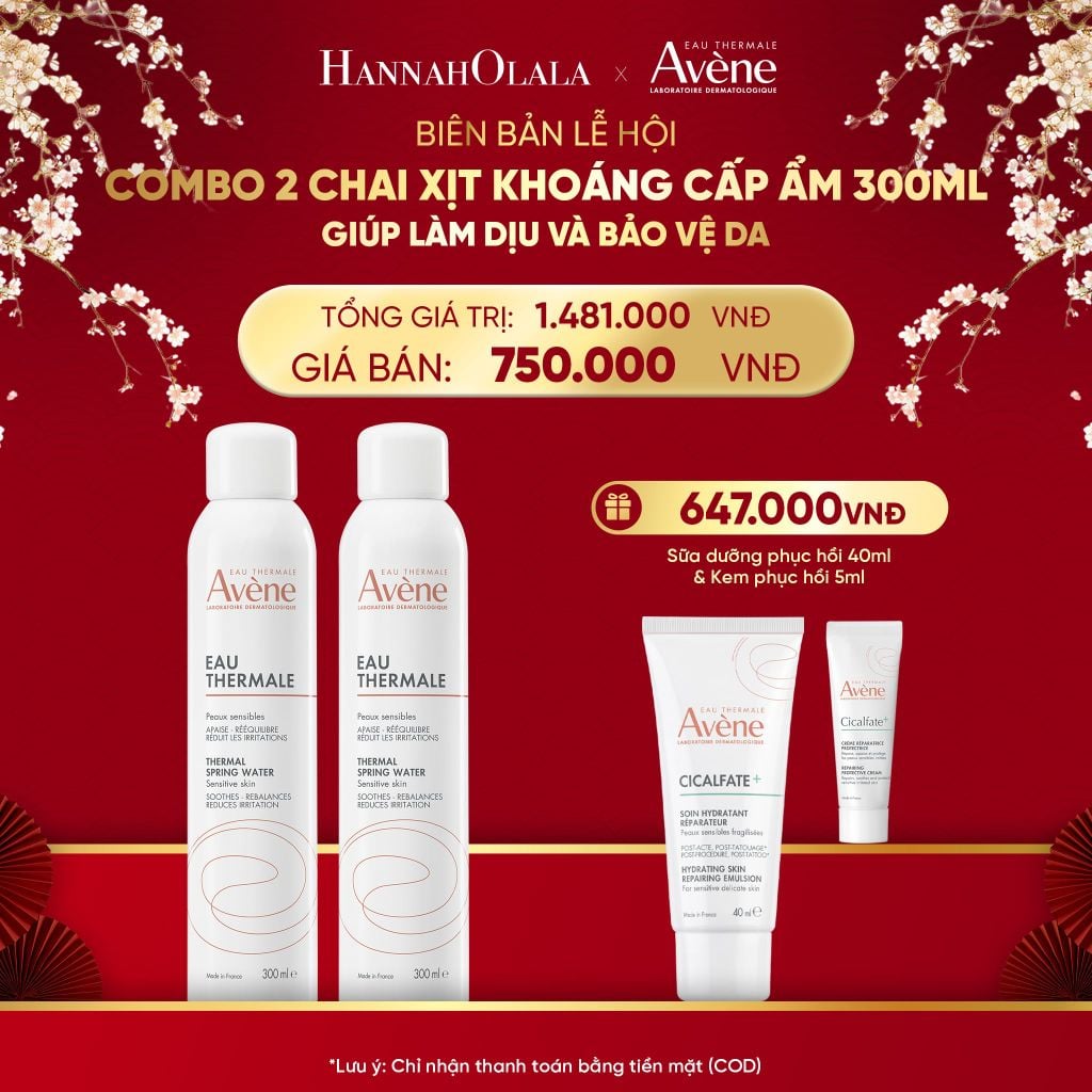  DEAL 5: COMBO 2 CHAI XỊT KHOÁNG CẤP ẨM EAU THERMALE AVÈNE EAU THERMALE 300ML GIÚP LÀM DỊU VÀ BẢO VỆ DA 