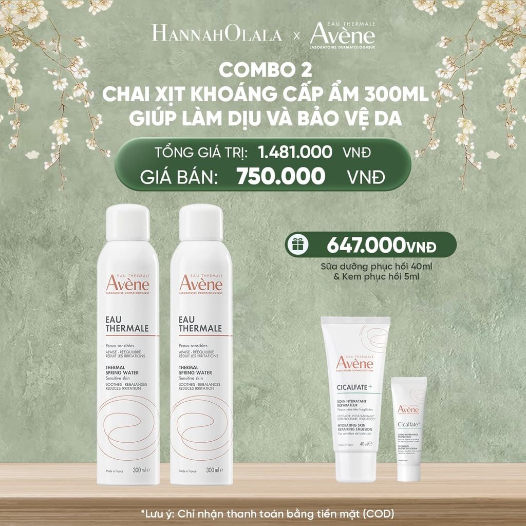  DEAL 6: COMBO 2 CHAI XỊT KHOÁNG CẤP ẨM EAU THERMALE AVÈNE EAU THERMALE 300ML GIÚP LÀM DỊU VÀ BẢO VỆ DA 