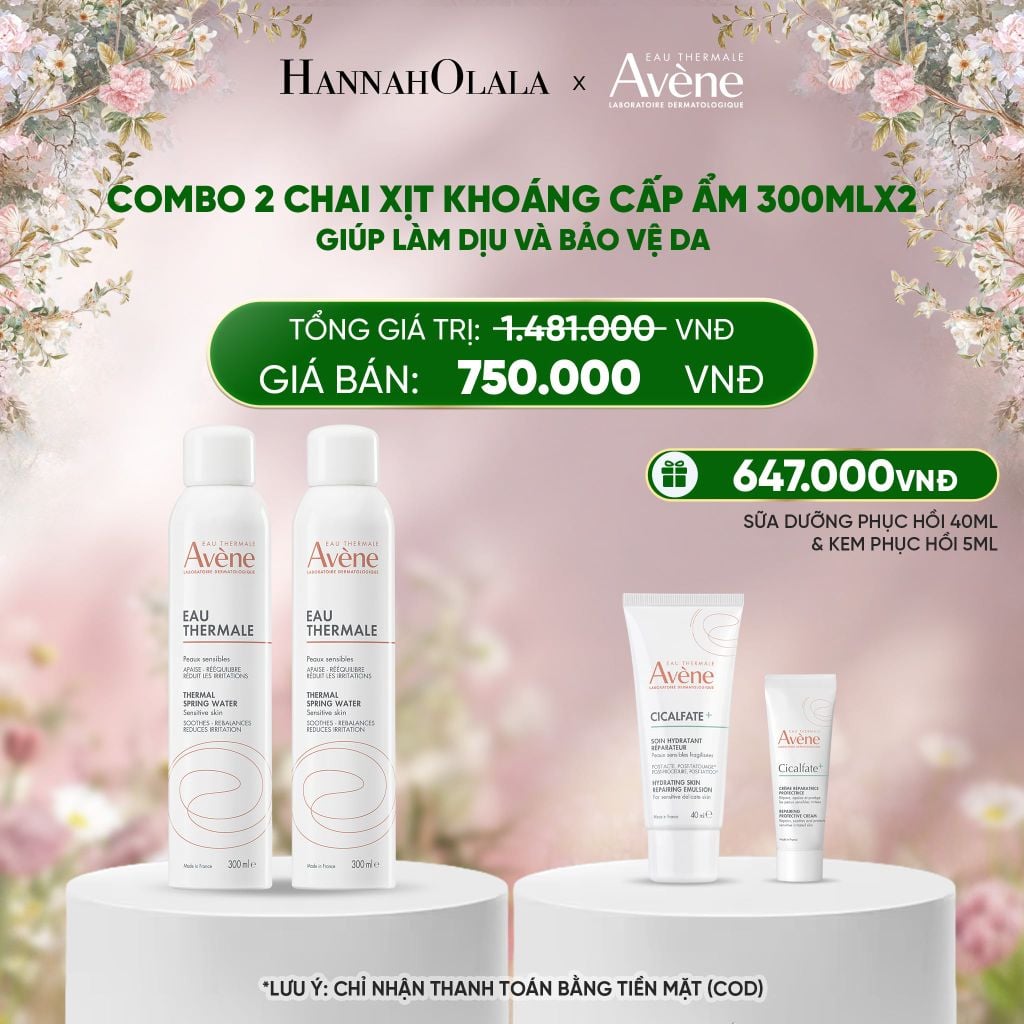  DEAL 5: COMBO 2 CHAI XỊT KHOÁNG CẤP ẨM EAU THERMALE AVÈNE EAU THERMALE 300ML GIÚP LÀM DỊU VÀ BẢO VỆ DA 
