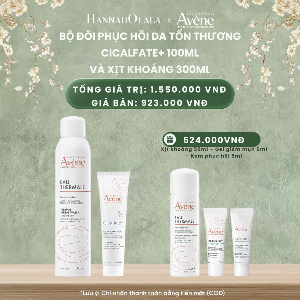  DEAL 9: BỘ ĐÔI HỒI DA TỔN THƯƠNG AVÈNE CICALFATE+ 100ML VÀ XỊT KHOÁNG AVÈNE THERMAL SPRING WATER 300ML 
