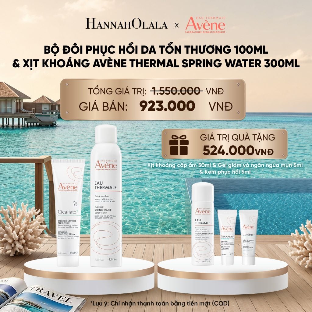  BỘ ĐÔI HỒI DA TỔN THƯƠNG AVÈNE CICALFATE+ 100ML VÀ XỊT KHOÁNG AVÈNE THERMAL SPRING WATER 300ML_ D660 